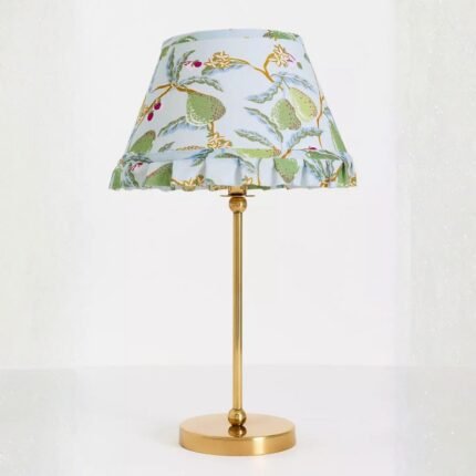 LEE PERA BRASS TABLE LAMP WITH RUFFLE PRINTED SHADE
