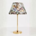 LEE BERNADETTE BRASS TABLE LAMP WITH RUFFLE PRINTED SHADE