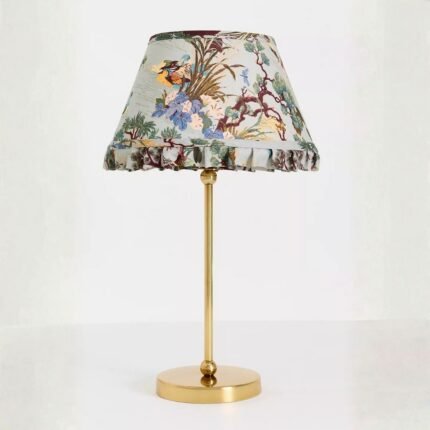 LEE BERNADETTE BRASS TABLE LAMP WITH RUFFLE PRINTED SHADE