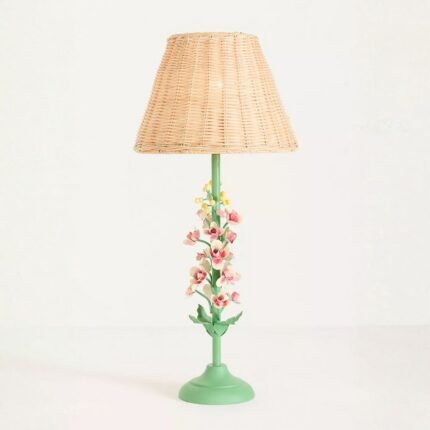 FLORAL TOLE IRON TABLE LAMP IN SNAP DRAGON
