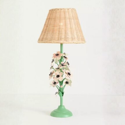 FLORAL TOLE IRON TABLE LAMP IN ANEMONE