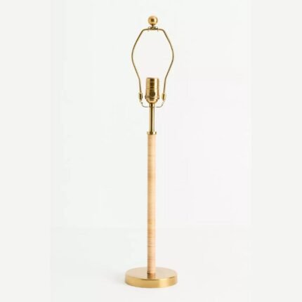 WRAPPED RATTAN BRASS BUFFET TABLE LAMP BASE