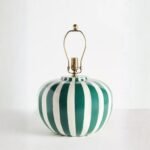 LYS STRIPED CERAMIC TABLE LAMP BASE GREEN