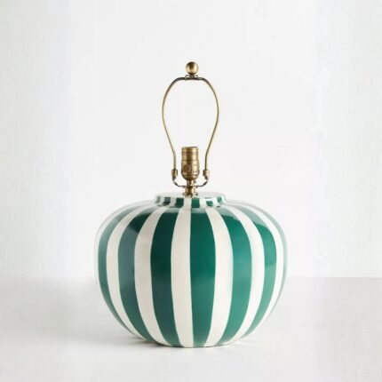 LYS STRIPED CERAMIC TABLE LAMP BASE GREEN