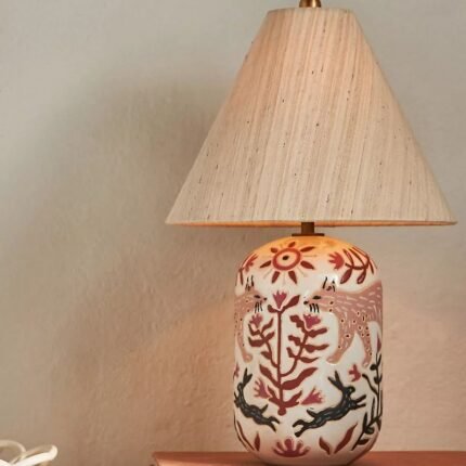 KAIA WAX RESIST CERAMIC TABLE LAMP PINK