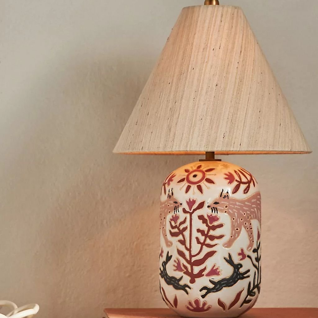 KAIA WAX RESIST CERAMIC TABLE LAMP PINK KAIA WAX RESIST CERAMIC TABLE LAMP PINK