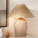PORCELAIN TABLE LAMP LIGHT SAND