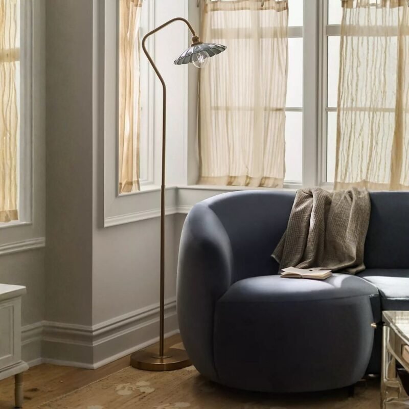 GRETA SCALLOPED METAL READING FLOOR LAMP GREY