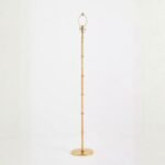RATTAN WRAPPED ANTIQUE BRASS FLOOR LAMP BASE