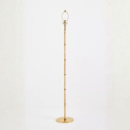 RATTAN WRAPPED ANTIQUE BRASS FLOOR LAMP BASE