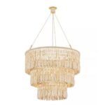 BEN CASCADE WOODEN BEADED CHANDELIER BRASS | WOODEN LAMP