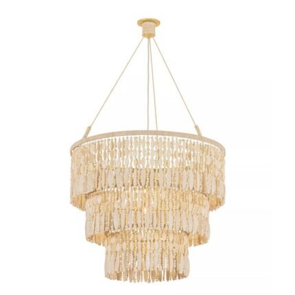BEN CASCADE WOODEN BEADED CHANDELIER BRASS | WOODEN LAMP