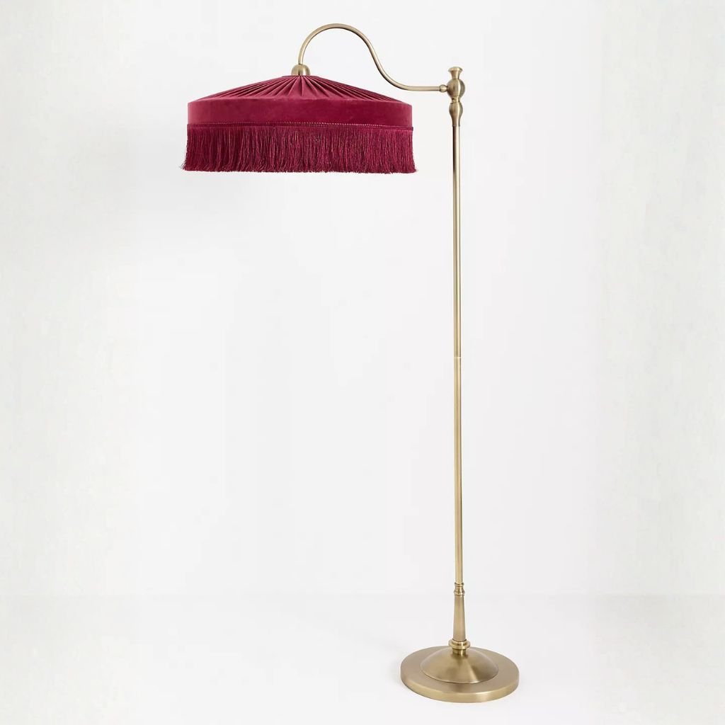 SINCLAIR TASSEL FRINGED VELVET FLOOR LAMP BURGUNDY SINCLAIR TASSEL FRINGED VELVET FLOOR LAMP BURGUNDY