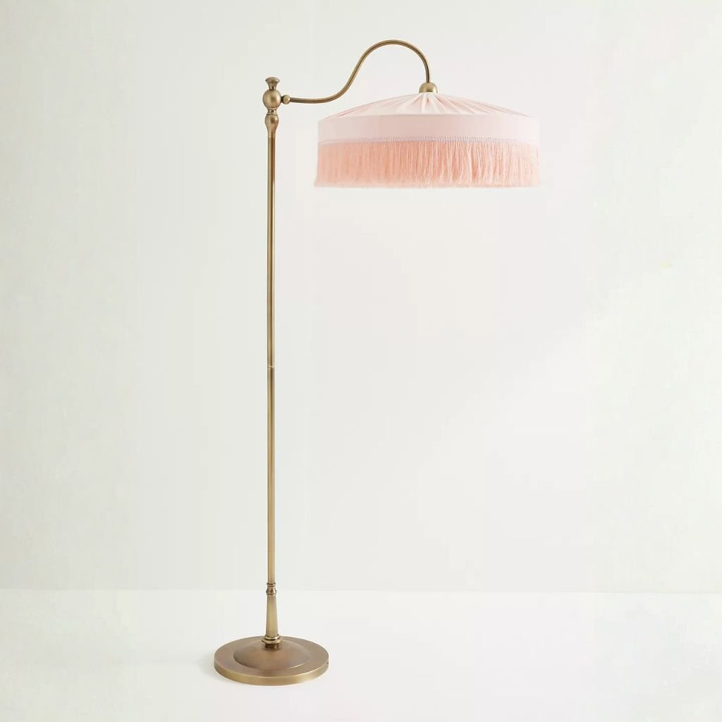 SINCLAIR TASSEL FRINGED VELVET FLOOR LAMP PINK SINCLAIR TASSEL FRINGED VELVET FLOOR LAMP PINK