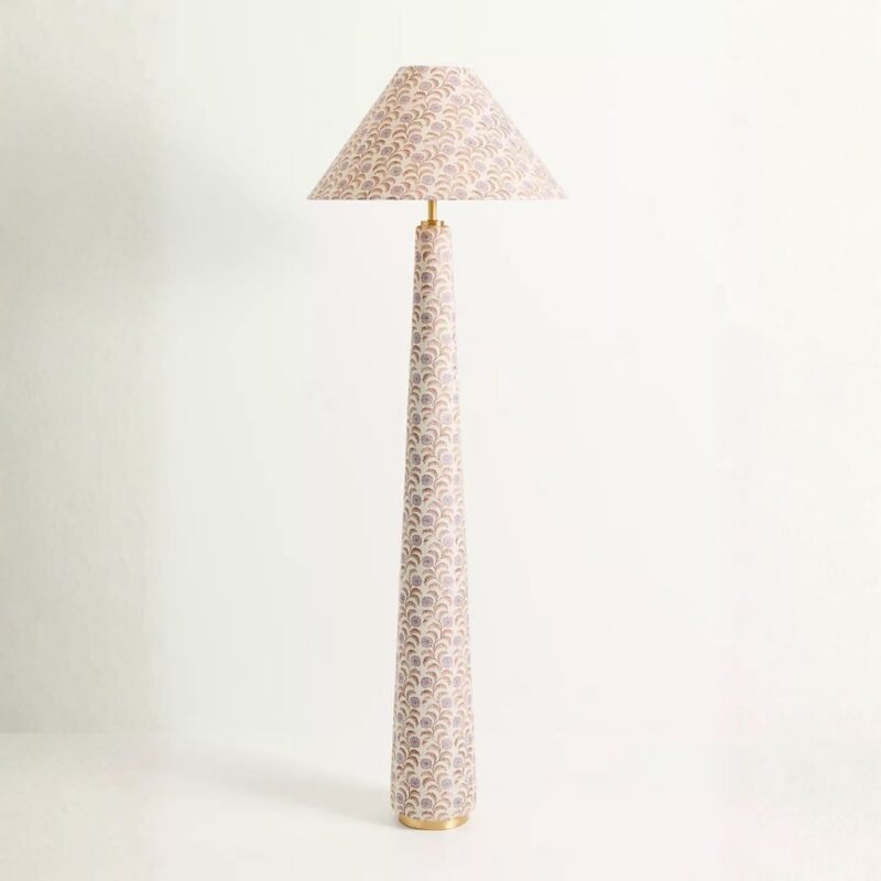 LULU PRINTED FABRIC UPHOLSTERED EMPIRE FLOOR LAMP LEORA
