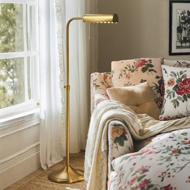SIMONE SCALLOPED READING FLOOR LAMP BRASS