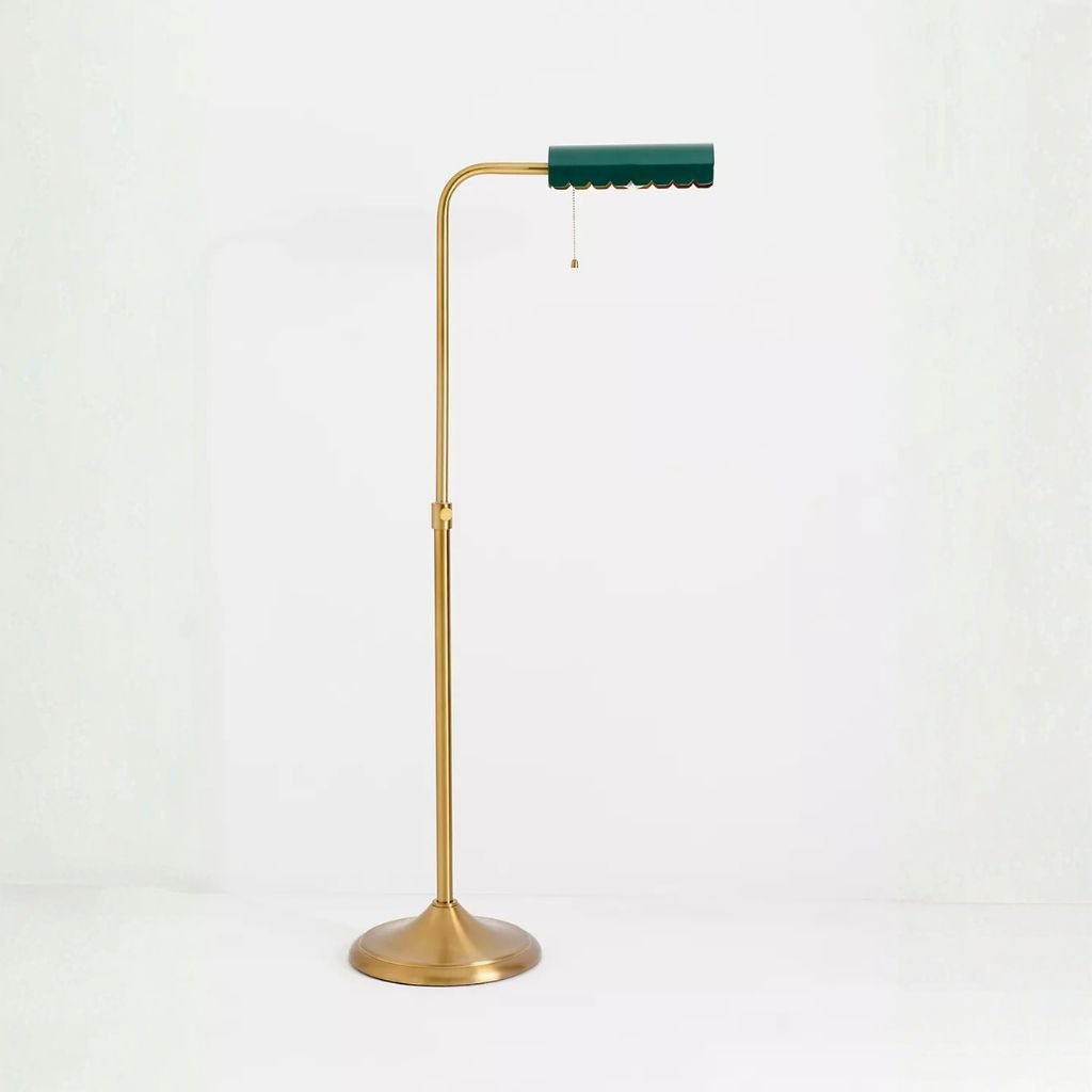 SIMONE SCALLOPED READING FLOOR LAMP DARK GREEN SIMONE SCALLOPED READING FLOOR LAMP DARK GREEN