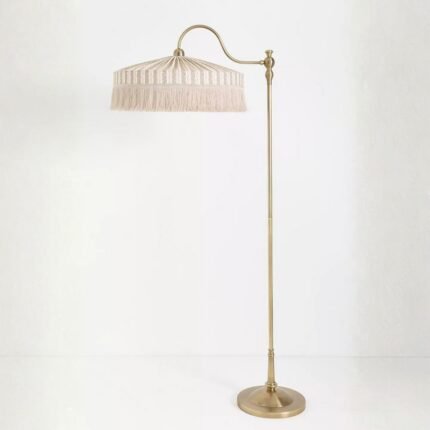 SINCLAIR TASSEL-FRINGED LINEN FLOOR LAMP CREAM
