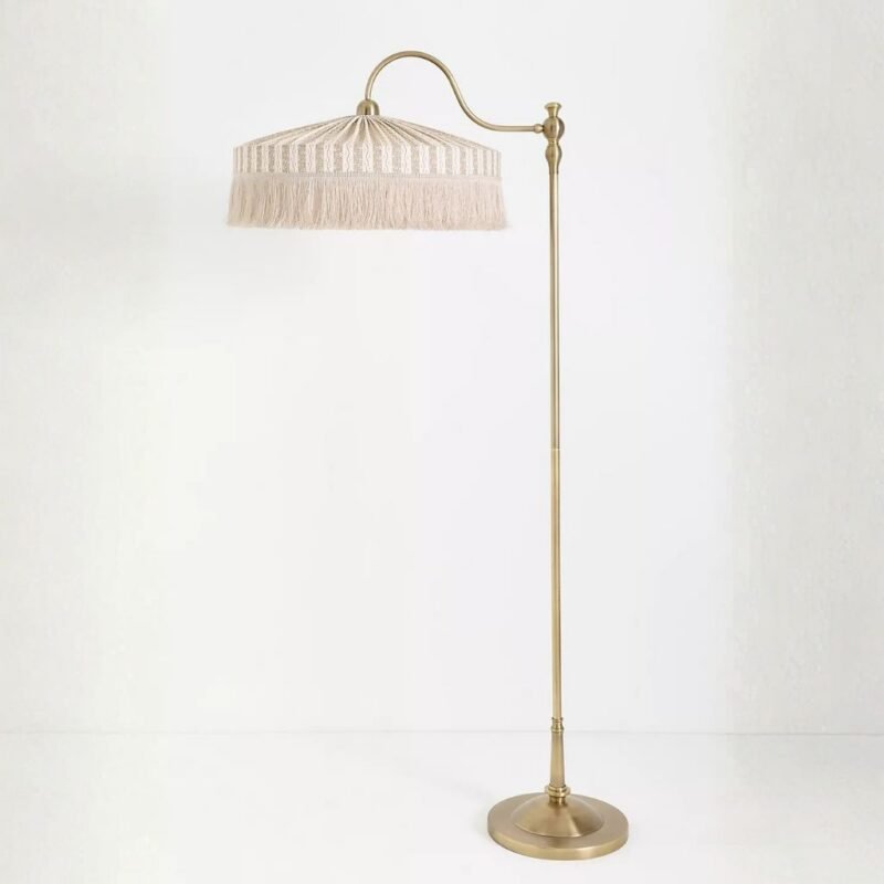 SINCLAIR TASSEL-FRINGED LINEN FLOOR LAMP CREAM