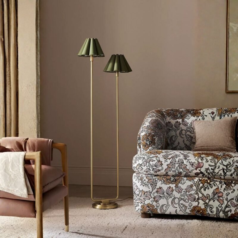 REGINA ANDREW POLLY SCALLOPED SHADED METAL FLOOR LAMP GREEN
