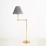 LEE RUCHED ARTICULATING BRASS FLOOR LAMP WITH PRINTED SHADE