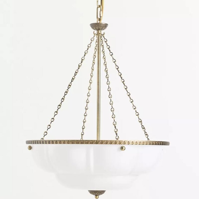 THE ELOISE SCALLOP MILK GLASS CHANDELIER IN WHITE