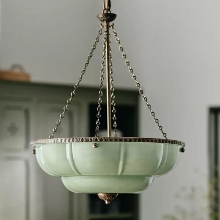 THE ELOISE SCALLOP MILK GLASS CHANDELIER IN GREEN