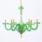 VENETIAN INSPIRED GREEN COLORED GLASS 6 ARM CHANDELIER