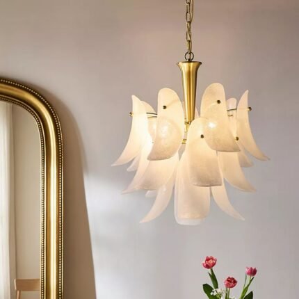ANISA WHITE TIERED PETAL GLASS CHANDELIER