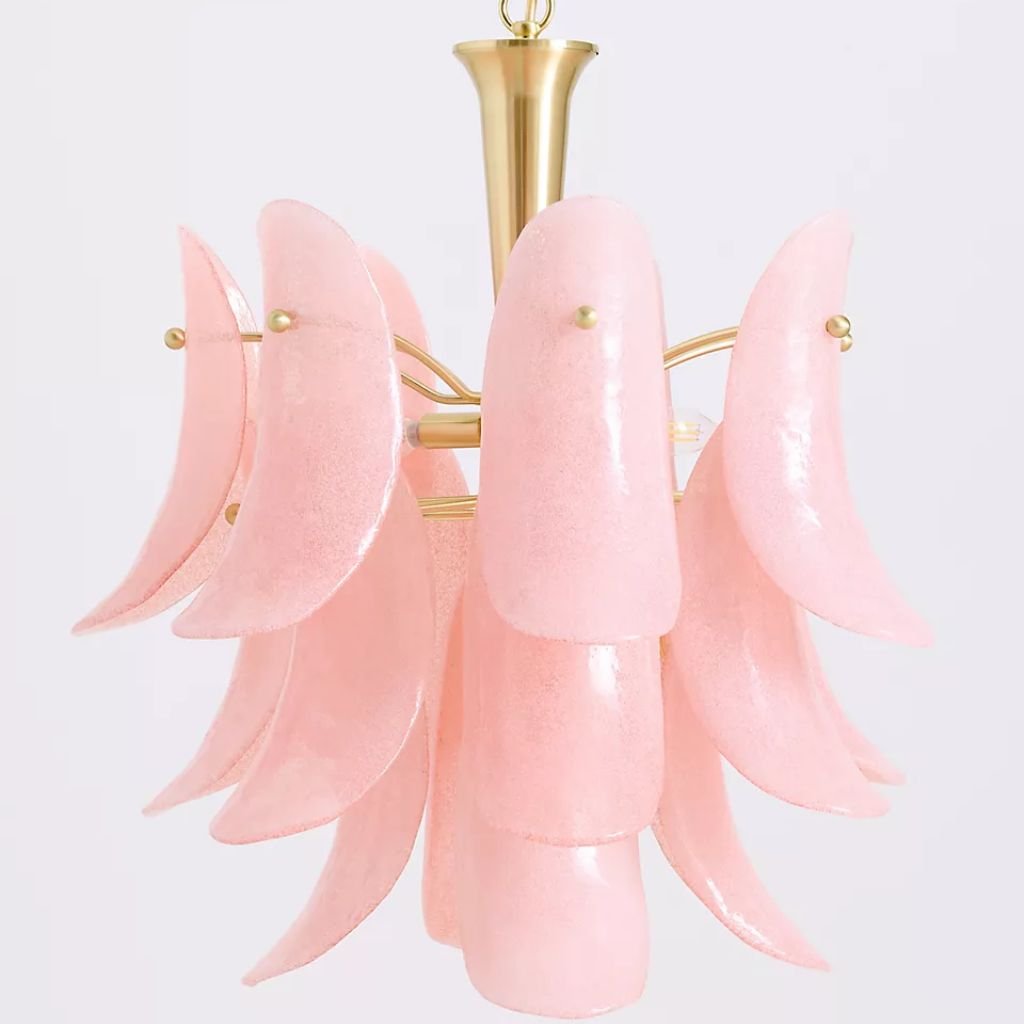 ANISA PINK TIERED PETAL GLASS CHANDELIER ANISA PINK TIERED PETAL GLASS CHANDELIER
