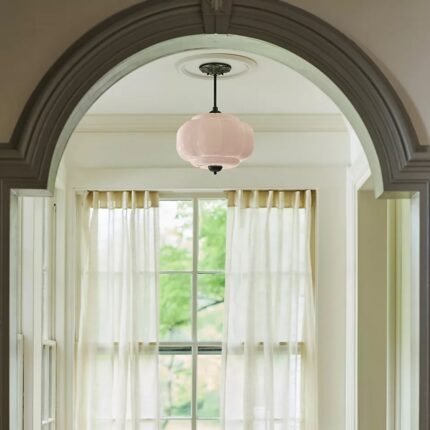 ELOISE LIGHT BLUE MILK GLASS SCALLOPED SEMI FLUSH MOUNT LIGHT