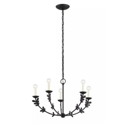 TROY FLORIAN 5 LIGHT CHANDELIER IN BLACK