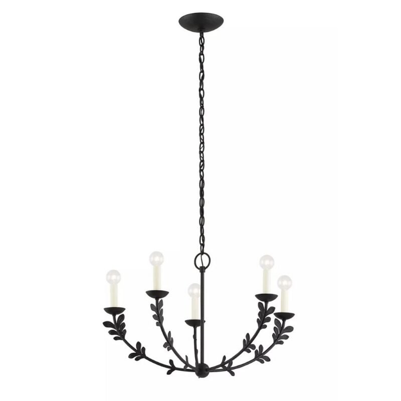 TROY FLORIAN 5 LIGHT CHANDELIER IN BLACK