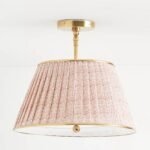 LEE BRASS 16" RUCHED PRINTED SEMI FLUSH MOUNT LIGHT IN PINK