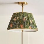 LEE BRASS 16" RUCHED PRINTED SEMI FLUSH MOUNT LIGHT IN GREEN