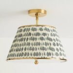 LEE BRASS 16" RUCHED PRINTED SEMI FLUSH MOUNT LIGHT WITH FLORAL SHADE