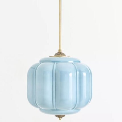 ELOISE SCALLOP MILK GLASS PENDANT CEILING LIGHT IN BLUE GLASS
