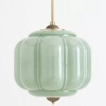 ELOISE SCALLOP MILK GLASS PENDANT CEILING LIGHT IN GREEN GLASS