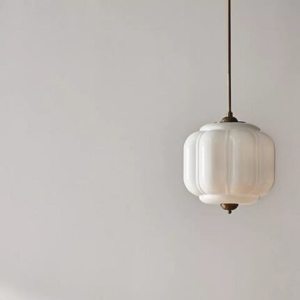 ELOISE WHITE SCALLOP MILK GLASS PENDANT CEILING LIGHT