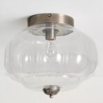 THE ELOISE SCALLOP MILK GLASS FLUSH MOUNT CEILING LIGHT IN NICKEL