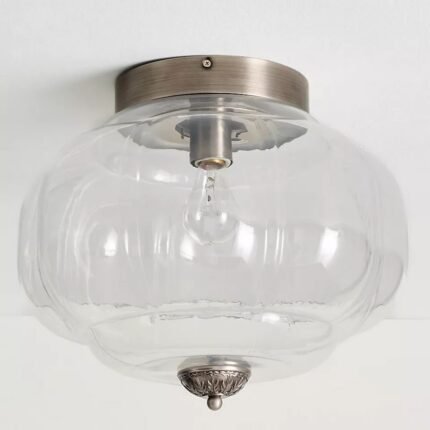 THE ELOISE SCALLOP MILK GLASS FLUSH MOUNT CEILING LIGHT IN NICKEL