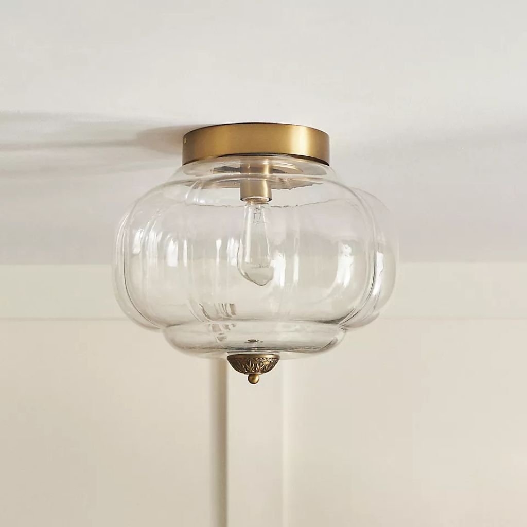 THE ELOISE SCALLOP MILK GLASS FLUSH MOUNT CEILING LIGHT IN BRASS THE ELOISE SCALLOP MILK GLASS FLUSH MOUNT CEILING LIGHT IN BRASS
