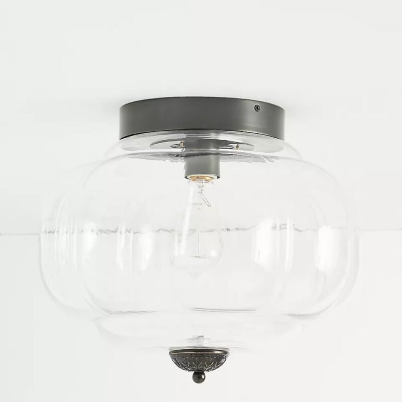 THE ELOISE SCALLOP MILK GLASS FLUSH MOUNT CEILING LIGHT IN BLACK