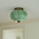 THE ELOISE SCALLOP MILK GLASS FLUSH MOUNT CEILING LIGHT IN GREEN