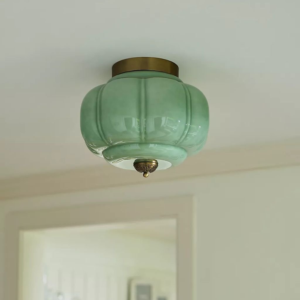 THE ELOISE SCALLOP MILK GLASS FLUSH MOUNT CEILING LIGHT IN GREEN THE ELOISE SCALLOP MILK GLASS FLUSH MOUNT CEILING LIGHT IN GREEN