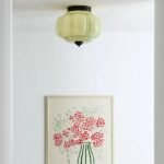 THE ELOISE GREEN MILK GLASS SCALLOP FLUSH MOUNT CEILING LIGHT WITH BLACK