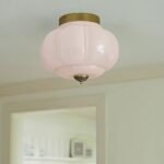 THE ELOISE PINK SCALLOP MILK GLASS FLUSH MOUNT CEILING LIGHT