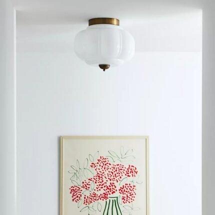 THE ELOISE WHITE SCALLOP MILK GLASS FLUSH MOUNT CEILING LIGHT
