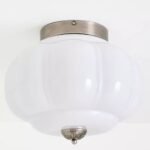 THE ELOISE BLUE MILK GLASS SCALLOP FLUSH MOUNT CEILING LIGHT WITH BLACK