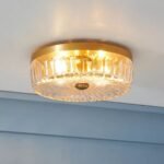 ELORA BRASS AND GLASS FLUSH MOUNT LIGHT